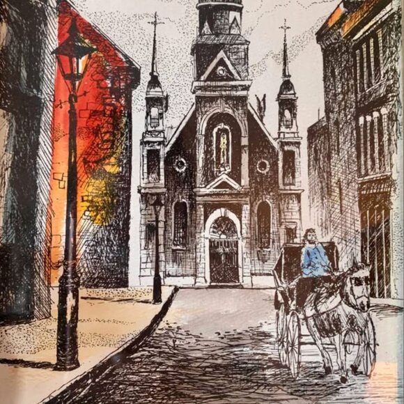 Vintage ”Notre Dame Chapel” charcoal sketch style art 🖤 - Picture 3 of 4